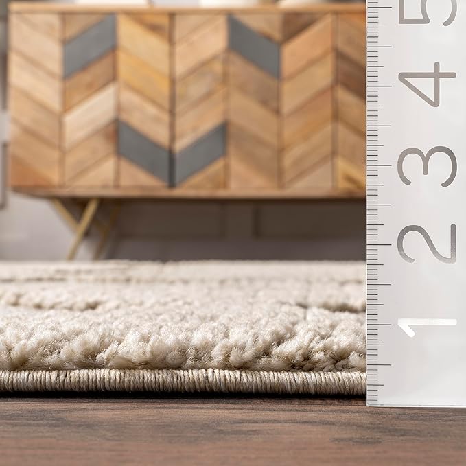 Nuloom Marissa Beige/Ivory, 12' x 15', Diamond, Tassel, Soft and Cozy, High Traffic, Stain Resistant, Easy Clean, Durable Area Rug for Bedroom, Living Room, Dining Space, Den, Foyer, Entryway