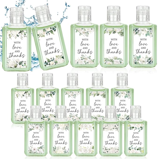 50 Pcs White Flower Mini Hand Sanitizer Bulk Thank You Gift Favors Small Hand Sanitizer for Guest 1fl oz Travel Size Hand Soap Gift for Wedding and Baby Shower Supplies