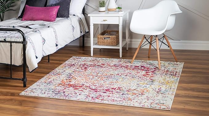 Rugs.com Arlington Collection Rug – 8 Ft Square Multi Medium-Pile Rug Perfect for Living Rooms, Kitchens, Entryways