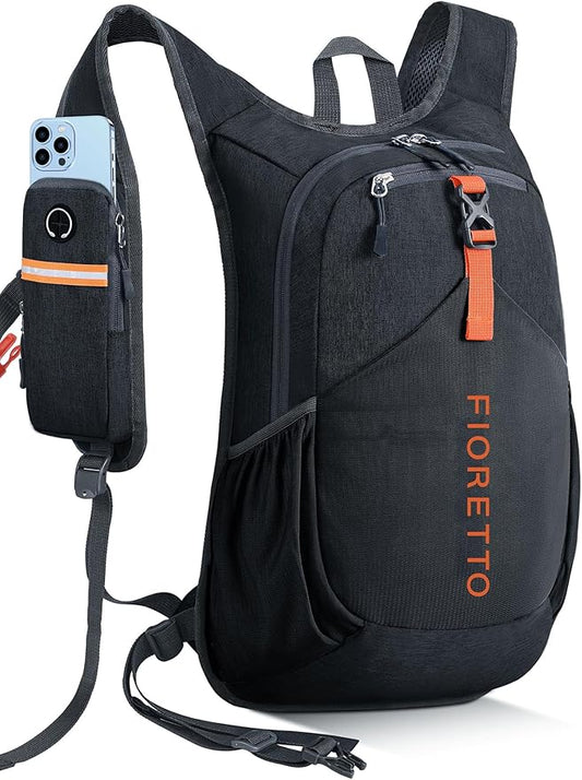 FIORETTO 20L Hiking Backpack for Women Men Mini Packable Backpack Lightweight Small Daypack for Camping Travel Outdoor, Black