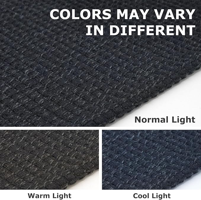 IOHOUZE Washable Area Rug 5x7 Non Slip Rubber Backed Rugs for Living Room, Dining Room Rugs Bedroom Rug, Woven Indoor Floor Carpet for Living Room Nursery Office, Black/Grey