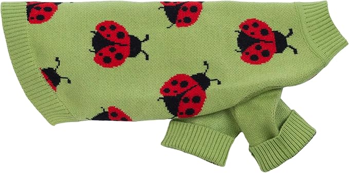 Fitwarm Ladybug Dog Sweater, Warm Dog Winter Clothes for Small Dogs Boy Girl, Pet Outfit, Green, Red, Black, Medium