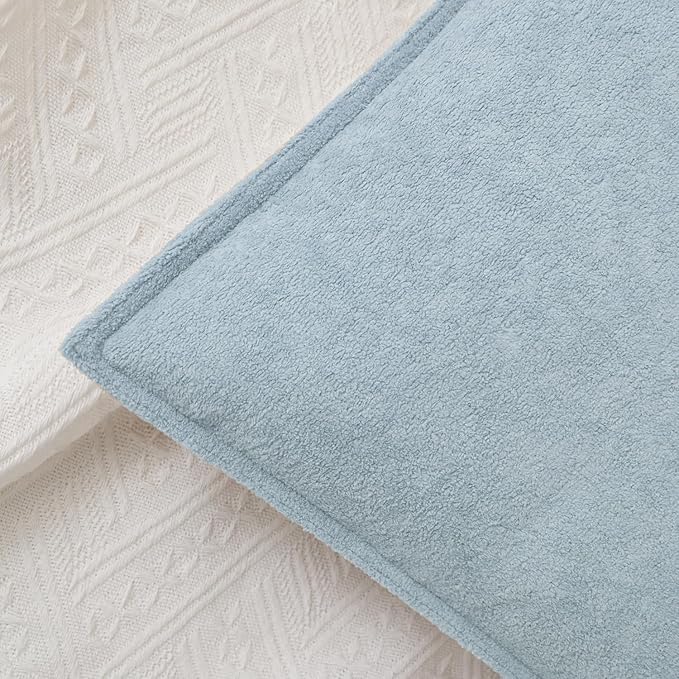 Kevin Textile Waterproof Decorative Pillow Covers Light Blue 16x16 Inch Pack of 2 Soft Boucle Textured Throw Pillowcases Elegant Accent Pillows for Couch Sofa Chair Bed Home Decor Indoor Outdoor