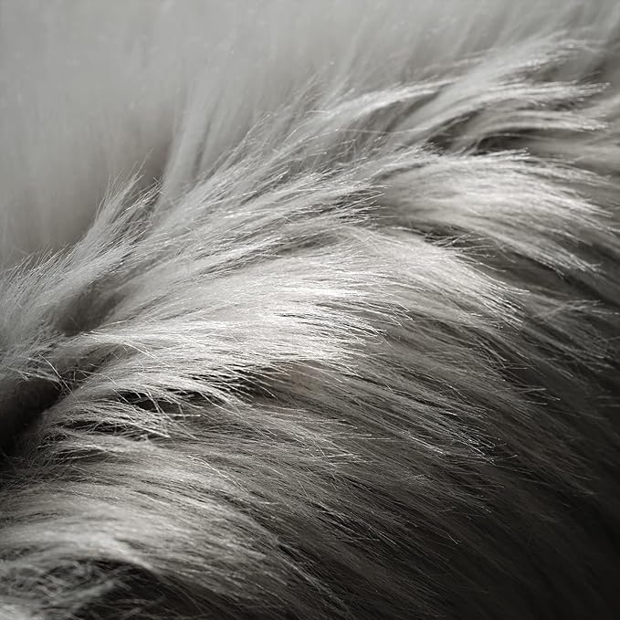 SERISSA Soft Fluffy Rug Grey Faux Sheepskin Fur Rug Shaggy Area Rug for Bedroom Floor Living Room 3x5 Feet