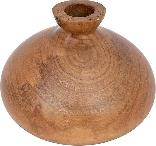 Creative Co-Op Decorative Paulownia Wood Vase, Walnut Finish