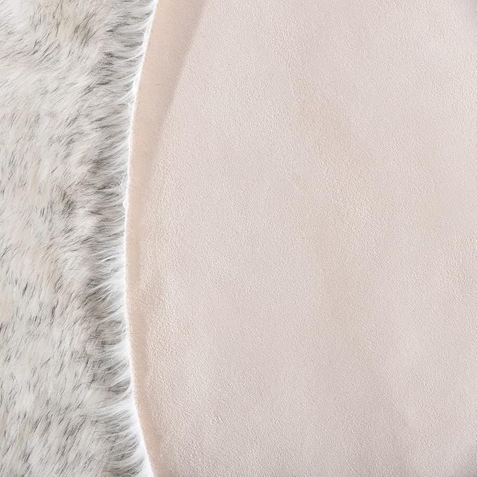 White and Grey Area Rugs 9x12 Living Room Large Washable Faux Fur Rugs for Bedroom Nursery Shaggy Sheepskin Fur Rectangle Rug