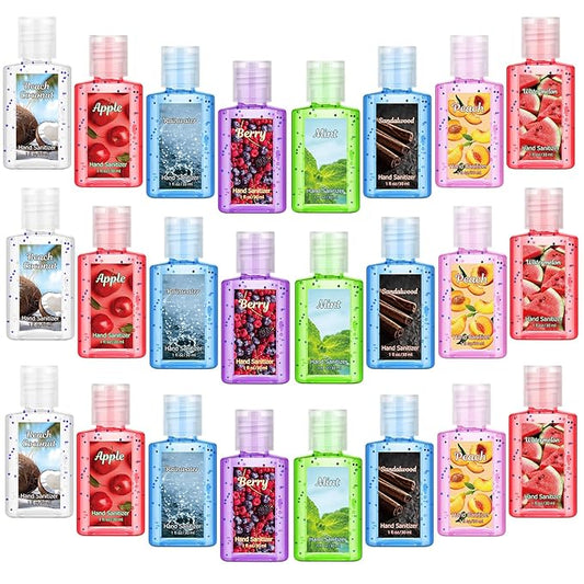 Frienda 24 Pcs Mini Hand Sanitizers Bulk Travel Size Scented Hand Sanitizers 1 Fl oz Lavender Vanilla Assorted Floral Scents for Guests Christmas Stocking Stuffers Nurse Coworker Teacher Office Gifts