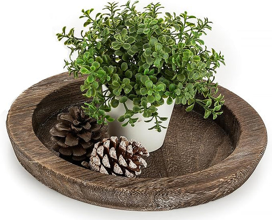 Hanobe Candle Plate Holder Tray: 7.9" Small Round Wood Decorative Candle Plate - Rustic Farmhouse CoffeeTable Decor - Tealight Pillar Trays for Easter Saint Patrick's Day Home Decor