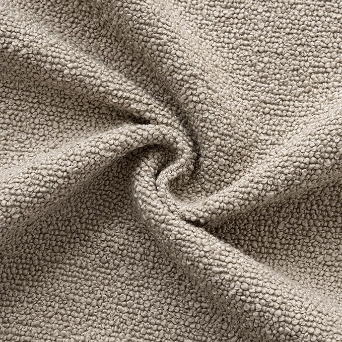 Woaboy Pack of 2 20x20 Inch Decorative Boucle Throw Pillow Covers Textured Square Pillowcaes Accent Solid Cozy Soft Cushion Covers Home Decor for Sofa Couch Living Room Home Decor,Light Taupe
