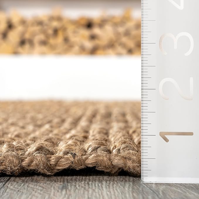 Nuloom Ashli Hand Woven, Natural, 2'6" x 10', Farmhouse, Jute, Soft and Textured, High Traffic, Stain Resistant, Easy Clean, Durable Runner for Bedroom, Living Room, Dining, Den, Foyer, Entryway
