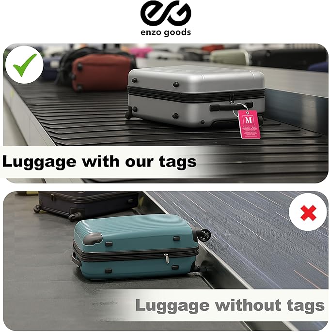 Personalized Luggage Tag | 6 Pack | Custom Luggage Tags for Suitcases | Kids Backpack Tag | 10 Color Options & Choose Font, Font Color