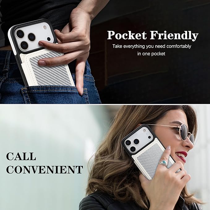 GUERNICA for iPhone 17 Pro Max (6.9") Case Wallet with Card Holder, RFID Blocking Leather Protection, Shockproof Women Men Phone Case for Apple 17 Pro Max, A - Silver White