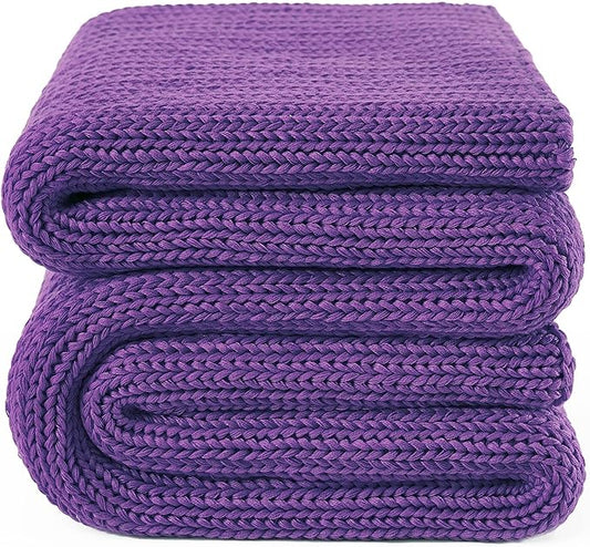 Guohaoi Knitted Weighted Blanket for Adults (Purple 48"x72" 10lbs) No Beads Cooling Throw Blanket for Hot Sleepers, Home Decor Breathable Chunky Knit Heavy Blanket Use on Full Size Bed
