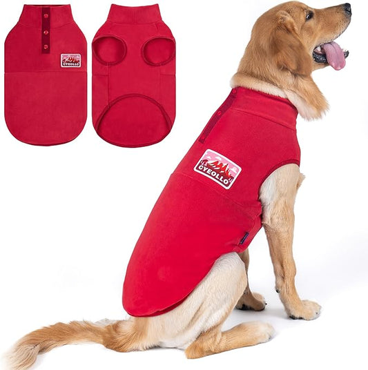 cyeollo Dog Sweaters for Large Dogs, Pullover Dog Fleece Jacket Turtleneck Christmas Sweatshirt Stretchy Lightweight Warm Winter Clothes Boy Girl, Red XXXL