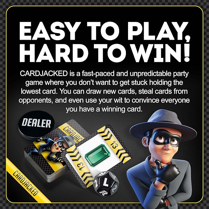 CARDJACKED Fun Card Game for Families | Family-Friendly Party Card Games for Adults | 8-12 Min. Playtime | Kids Card Game | 4-10 Players | Easy to Learn | Compact and Portable
