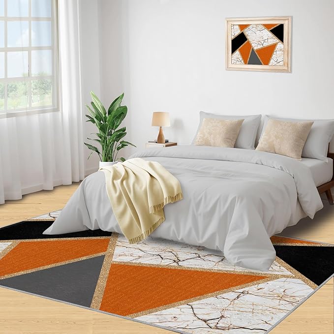 Geometric Marble Area Rugs Stone Crackle Rug Modern Abstract Marble Rug for Living Room European Medieval Geometric Rugs for Bedroom Entryway Hallway 3x4ft