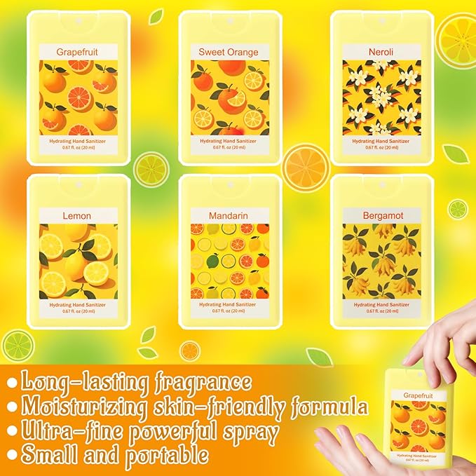 Dansib 24 Pack Mist Hydrating Hand Sanitizer Spray Refillable Scented Hydrating Hand Sanitizer Portable Travel Size Daily Outdoor Activities Essential for Partner Colleague Household Gifts
