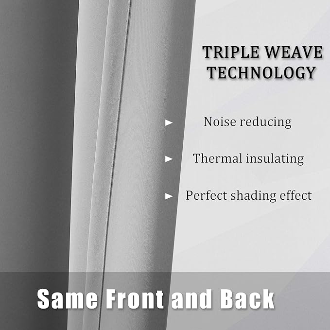 DUALIFE Ultimate Gray Blackout Curtain Panels/Drapes for Living Room 84 inch Length Solid Energy Efficient Room Darkening Bedroom Curtains Thermal Insulated Grommet Top 52x84 inch