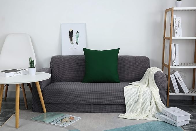 TangDepot Handmade Decorative Solid 100% Cotton Canvas Throw Pillow Covers/Pillow Shams, (28"x28", Deep Green)