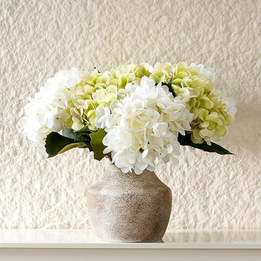 Ceramic Rustic Flower Vase, 5.12 Inch Pottery Modern Vase for Shelf, Tabletop, Vintage Farmhouse Home Decor for Coffee Table, Living Room, Mantle, Fireplace, Entryway
