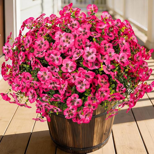 Artificial Flowers, 24 Bundles, Decorative Bouquets for Home, Wedding, Garden, Office Decor (Dark Pink)