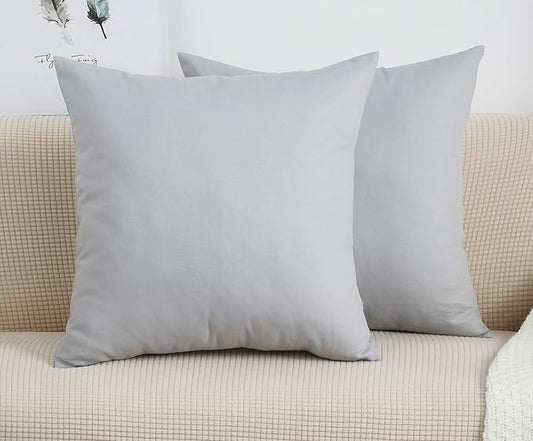 TangDepot Handmade Decorative Solid 100% Cotton Canvas Throw Pillow Covers/Cushion Covers, 45 Colors Available - (20" x20" , Gray Stone, 2 Count (Pack of 1))