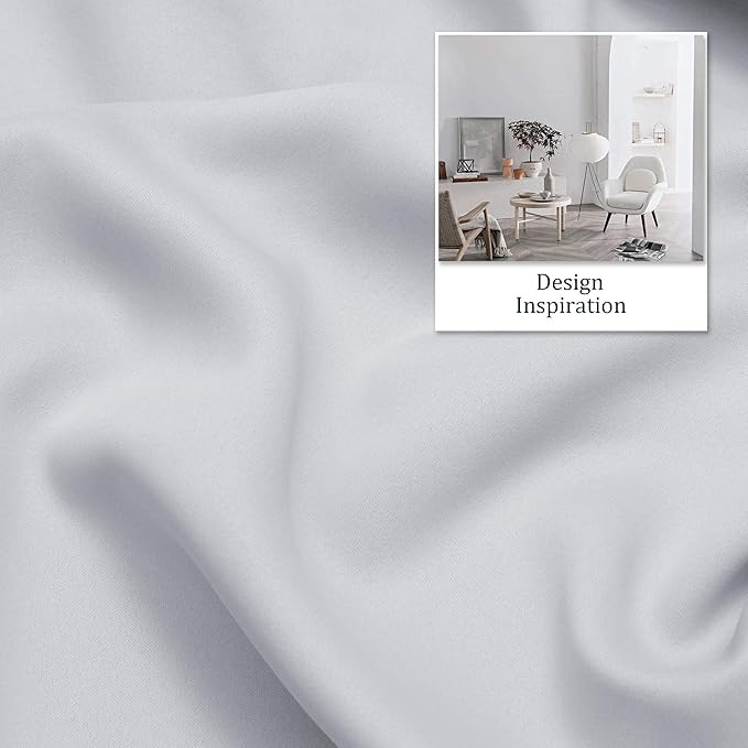 DUALIFE Greyish White Solid Curtain Panels with Grommet for Small Windows 54 Inches Length Thermal Insulated Window Treatment Blackout Curtain Drapes for Bedroom 38x54 Inch Length,2 Panels