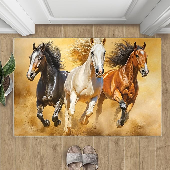 Horses 2x3 Area Rugs for Living Room Stouts Washable Rug Desert Landscape Rug Non Slip Low Pile Soft Area Rugs for Bedroom Bedside Dining Room Kids