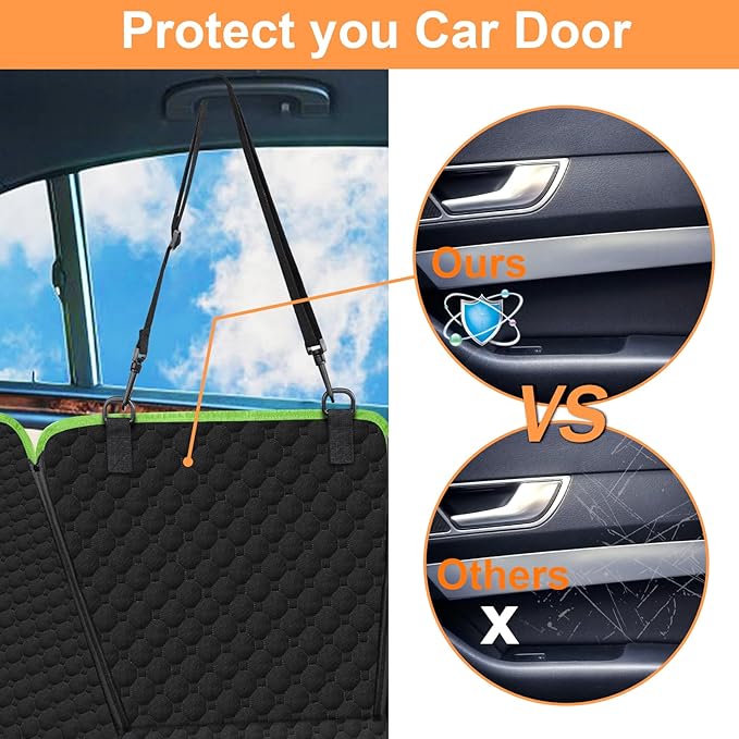 Mancro Dog Car Seat Cover, 2025 Upgraded 600D Heavy Duty Waterproof & Scratch-Resistant Dog Hammock for Car, Back Seat Pet Cover for Dogs with Sedan, Trucks and SUVs, Standard, Green