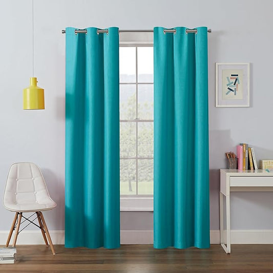 Eclipse Kendall Blackout Curtain, Thermal Insulated Grommet Window Panel, Noise Reducing Curtains for Bedroom, Living Room or Nursery, (1 Panel), 84 in Long x 42 in Wide, Turquoise