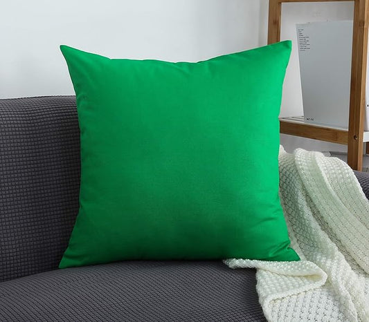 TangDepot Set of 2 Handmade Decorative Solid 100% Cotton Canvas Throw Pillow Covers/Cushion Covers, 45 Colors Available - (20"x20" 2 Pieces, Bright Green)