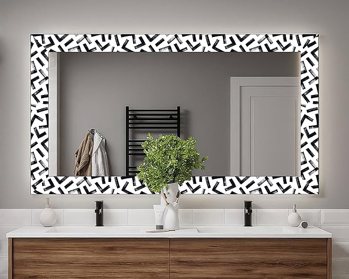 FLFK Black and White Design Wallpaper Border - Peel and Stick Wall Paper, Self Adhesive Removable PVC Borders Sticker, Modern Waterproof Trim for Home Decor, 4" x 240"