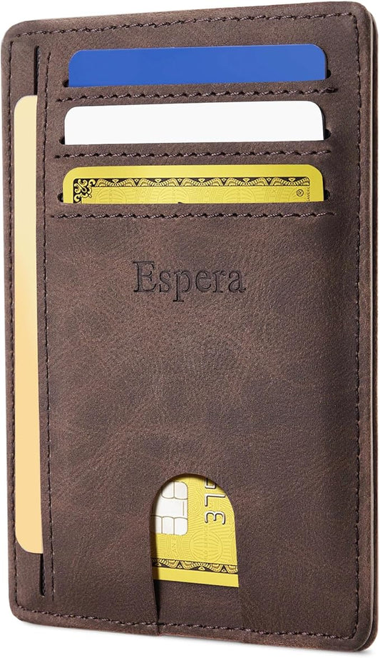 Espera Slim Minimalist Wallet for Men and Women, RFID Blocking Credit Card Holder, Thin Front Pocket Travel ID Case, Gifts for Men