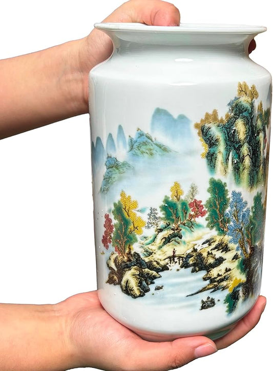 MTME Porcelain Figurines, Jingdezhen Decorative Flower vase, Home Decor, Wedding Gifts, Aesthetic Sculpture Home décor (Mountain)