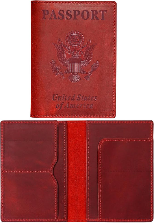 HIFA Leather Passport Holder, Handmade Passport Cover with Card and Ticket Slot - Genuine Leather, Elegant Design, Easy Access - Passport Case, Passport Wallet, Passport Holder