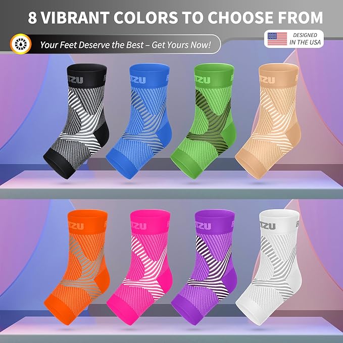 BLITZU Compression Socks for Plantar Fasciitis, Achilles Tendonitis, Arthritis Relief, Ankle Brace Compression Sleeve with Foot Arch Support, Ankle Wrap for Women, Men, Swelling & Heel Pain Green S-M