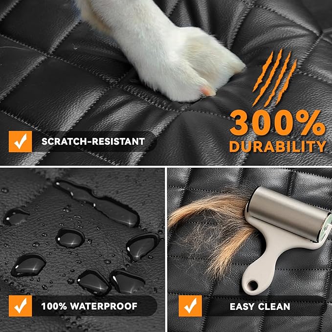 Dog Truck Seat Cover for Back Seat,Waterproof Truck Back Seat Cover for Dogs ,Heavy-Duty Scratchproof Pu Leather Bench Seat Covers for Trucks Ford F150/Chevrolet Silverado/Ram1500/GMC Sierra/Toyota