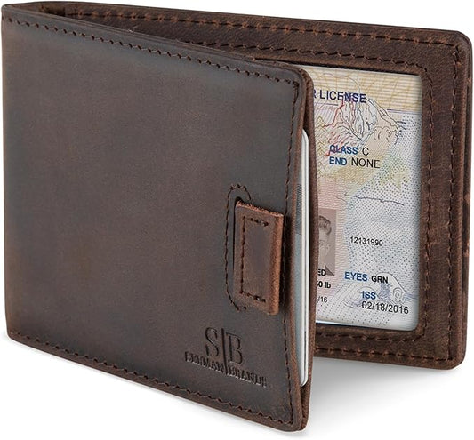 RFID Blocking Slim Money Clip Wallet – Leather Bifold Front Pocket Minimalist Mens Wallet with Money Clip for Men, Small Credit Card Holder Wallet - Travel Wallet with Gift Box