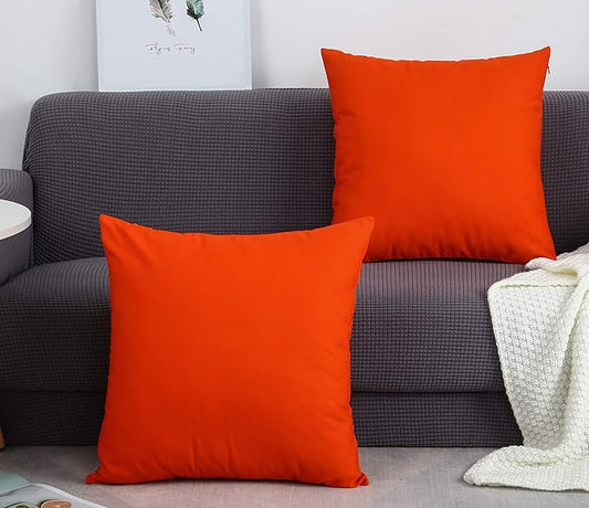 TangDepot Handmade Decorative Solid 100% Cotton Canvas Throw Pillow Covers/Cushion Covers, 45 Colors Available - (20" x20" , Deep Orange, 2 Count (Pack of 1))
