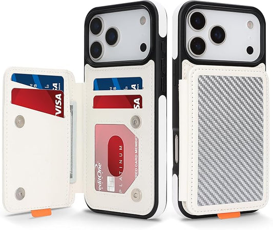 GUERNICA for iPhone 17 Pro Max (6.9") Case Wallet with Card Holder, RFID Blocking Leather Protection, Shockproof Women Men Phone Case for Apple 17 Pro Max, A - Silver White
