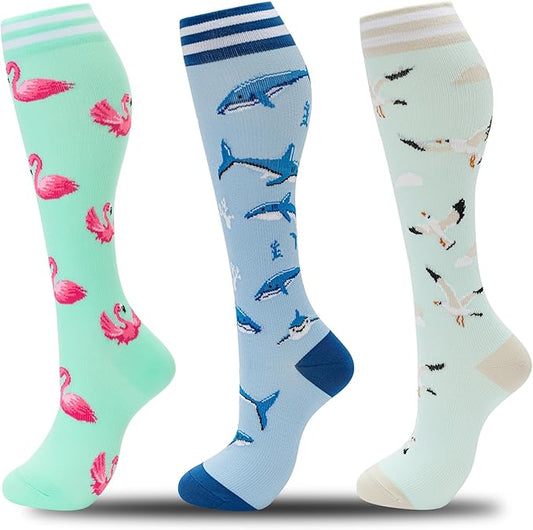 fenglaoda Compression Socks for Women Men 3 Pairs Graduated Compression Support Circulation Socks for Nurses