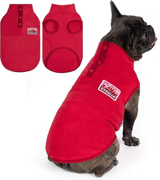 cyeollo Dog Sweaters for Small Dogs, Turtleneck Fleece Christmas Dog Sweater Stretchy Pullover Dogs Jacket Vest Lightweight Soft Warm Winter Pet Clothes Boy Girl, Red M
