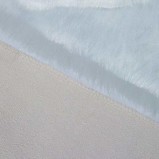 Faux Fur Rug White Sheepskin Shag Fluffy Fuzzy 6x9 ft Rugs for Bedroom Bedside Bed Floor Living Room Plush Rectangle High-Density Cushion Carpet Super Sofa Cover