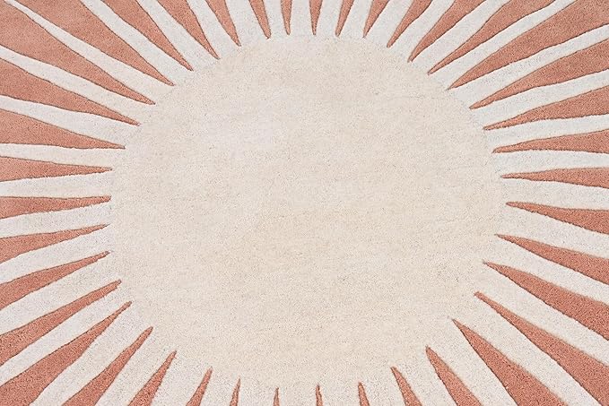 Modern Round Area Rug – Hand-Tufted with 100% NZ Wool, Thick & Soft Circular Carpet for Living Room, Bedroom & Dining Room Decor (Soft Pink, 4' Round)
