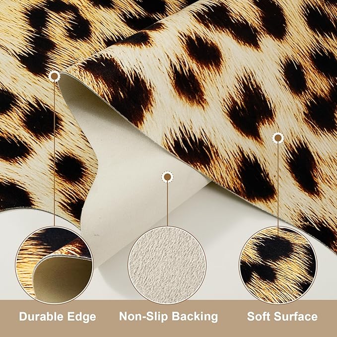 AROGAN Premium Leopard Print Rug 8x10 Feet, Faux Fur Cheetah Rug, Non-Slip Animal Print Hide Leopard Skin Area Rug for Bedroom Living Room Home Decor