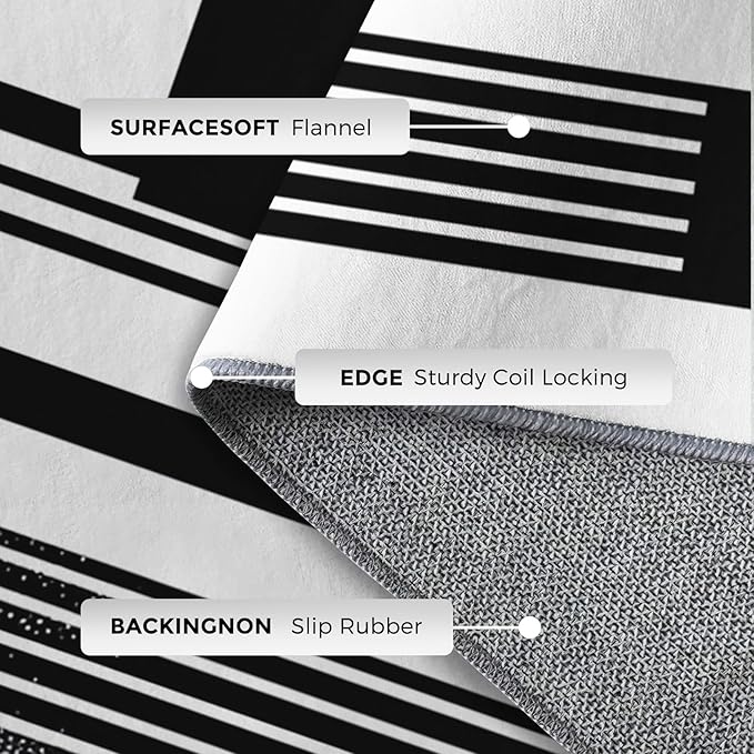Black and White Stripe Rugs for Home Decor, 3x4 ft, Modern Stripes Area Rugs for Living Room, Soft Non Slip Washable Abstract Striped Carpet Bedroom Decorations Dt-Ghf-31