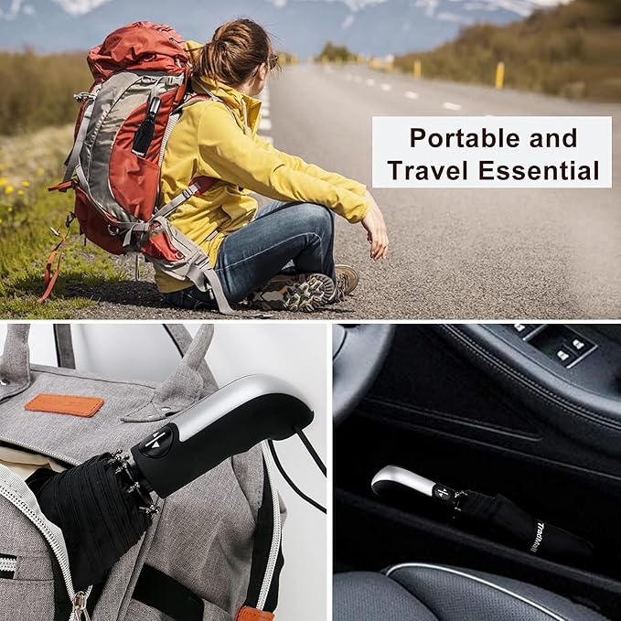TradMall 4 Pack Travel Umbrella Windproof Portable 46 Inches Large Canopy Ergonomic Handle Auto Open & Close