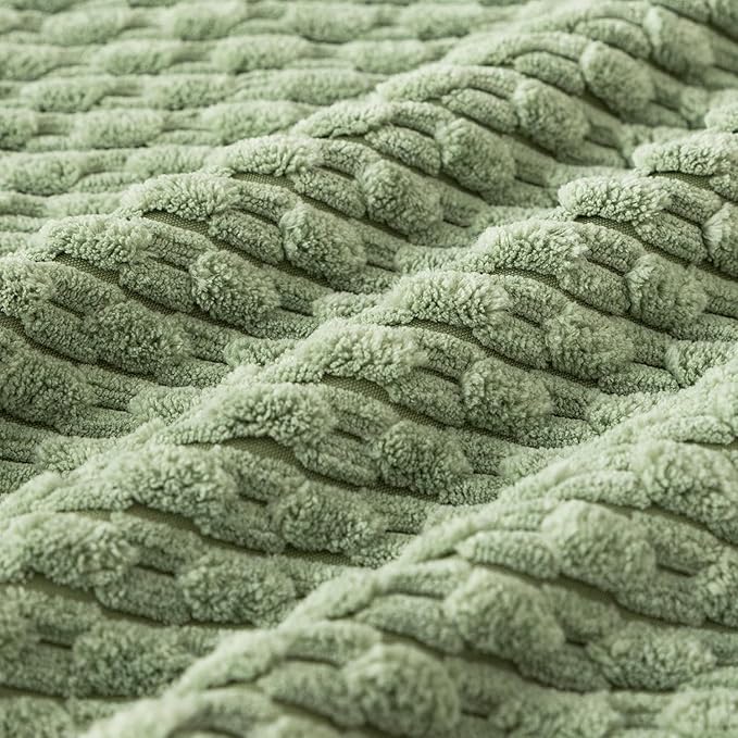 Kevin Textile 2 Packs Spring Decorative Throw Pillow Covers 18x18 Inch for Living Room Couch Bed Spring Sofa Soft Striped Corduroy Square Cushion Case 45x45 cm Farmhouse Boho Home Decor Sage Green