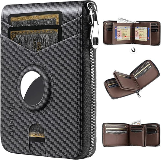Men’s RFID Blocking Zipper Large Dimensions Wallet with 2 ID Windows - Large Capacity Design, 13 Credit Card Slots