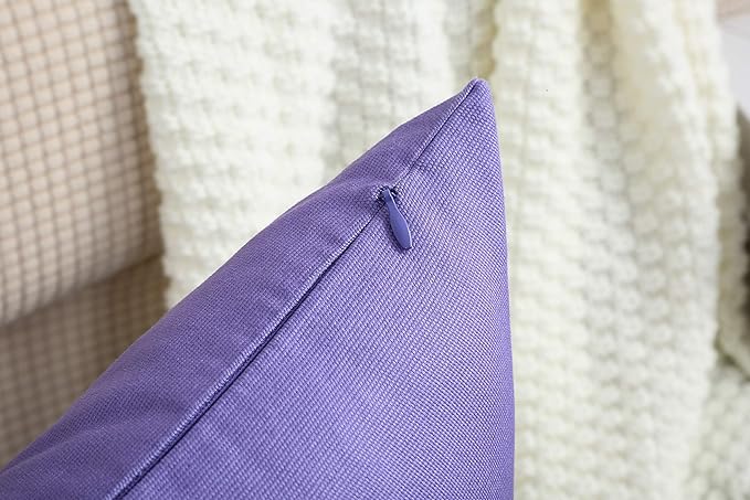 TangDepot Handmade Decorative Solid 100% Cotton Canvas Throw Pillow Covers /Pillow Shams, (16" x16" , Violet, 1 Count (Pack of 1))